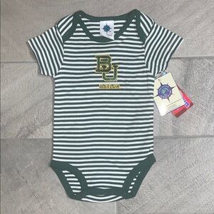 BNWT Creative Knitwear Striped Baylor University Baby Onesie, Size 6-9mos